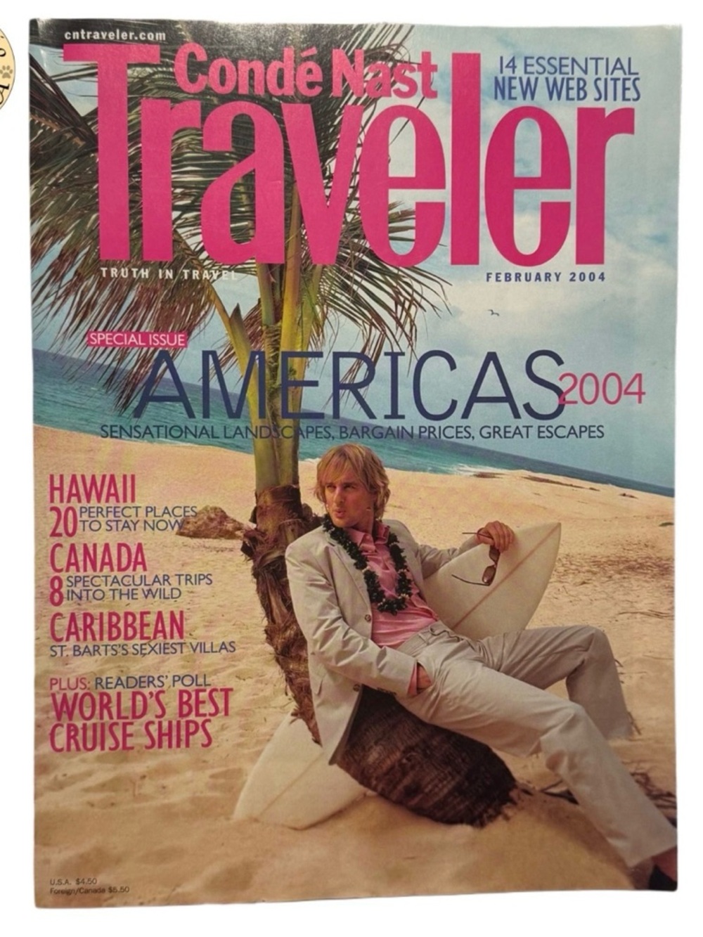 2004 FEBRUARY TRAVELER MAGAZINE - OWEN WILSON - EXCELLENT CONDITION
